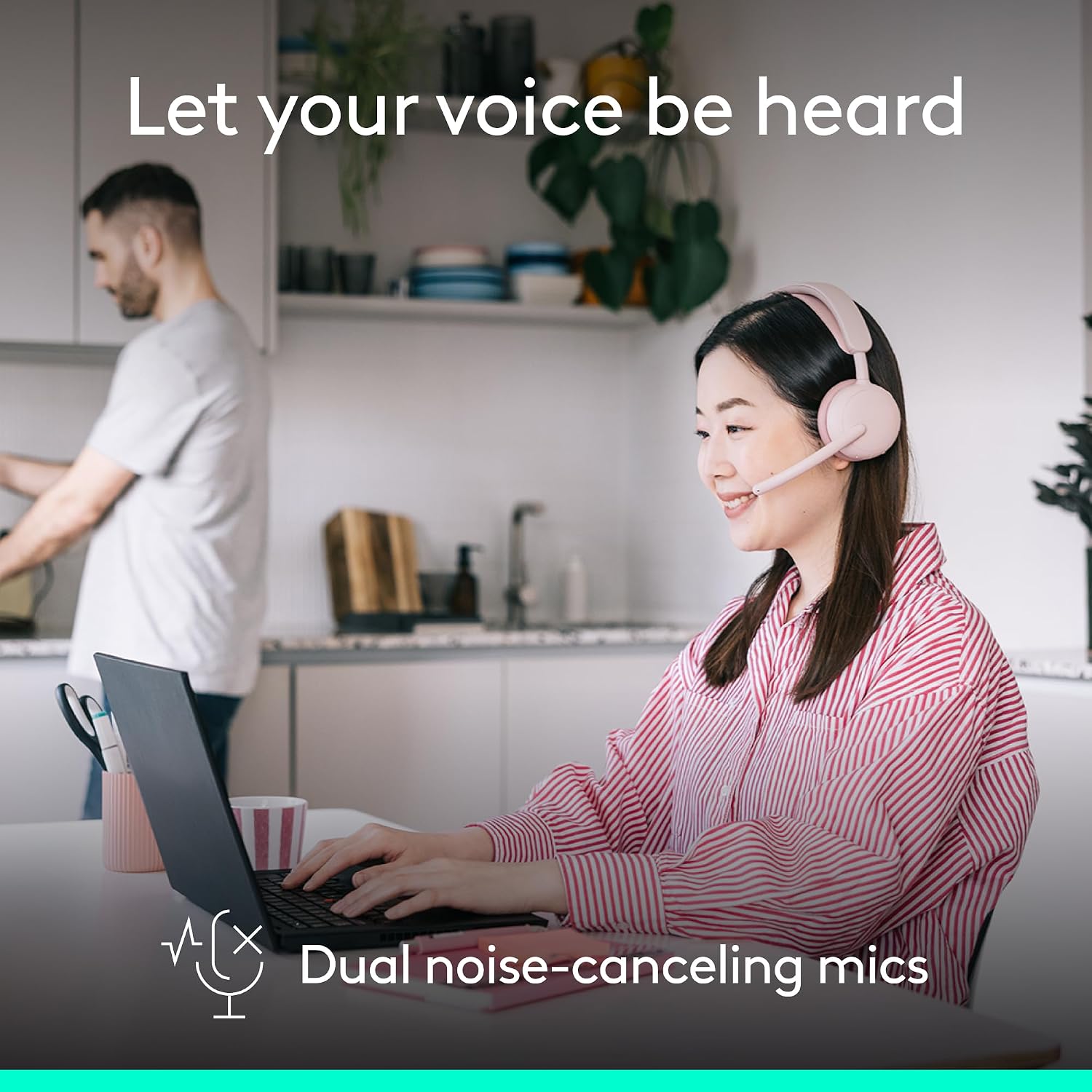 Logitech Zone Wireless 2 ES - Noise-Canceling Wireless Headset with Adaptive Hybrid ANC, Bluetooth - Rose