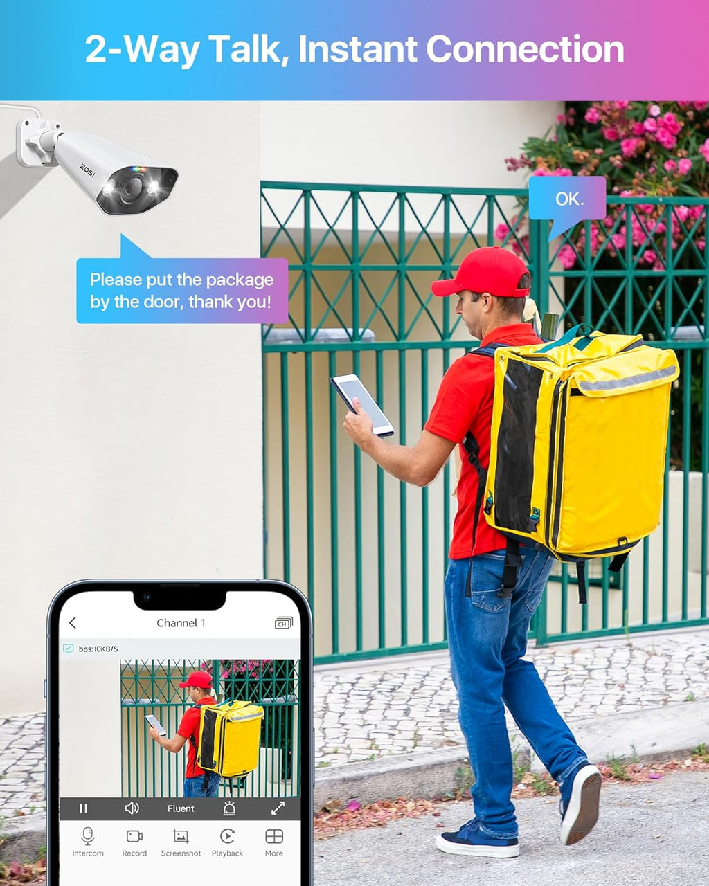 ZOSI 24CH 4K PoE Security Camera System, 10pcs 4K Outdoor PoE Wired Cameras, Face/Person/Vehicle Detection, 2 Way Talk, Spotlight Siren, 16 Port 24CH 8MP Dual-Disk NVR with 4TB HDD for 24/7 Recording