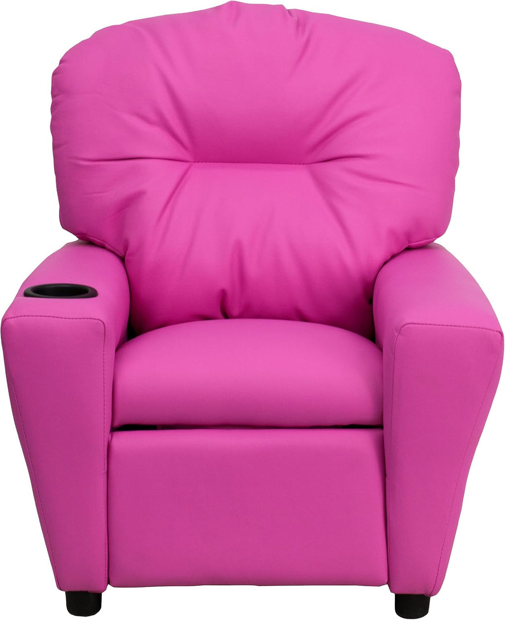 Flash Furniture Chandler Vinyl Kids Recliner with Cup Holder and Safety Recline, Contemporary Reclining Chair for Kids, Supports up to 90 lbs., Hot Pink
