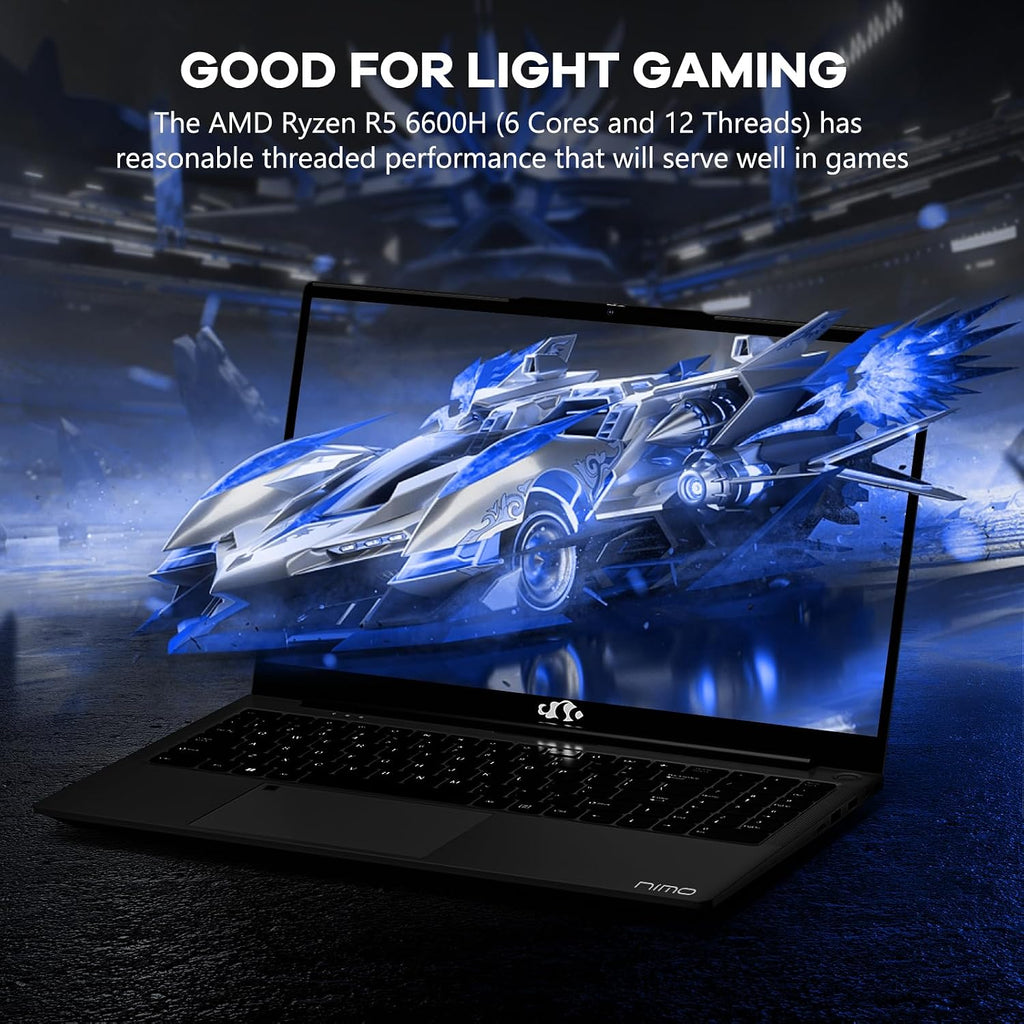NIMO 15.6' IPS FHD-Gaming-Laptop, AMD Ryzen 5 6600H 6 Cores 16GB DDR5 RAM 1TB SSD (Beat i7-1165G7, Up to 4.5GHz) Radeon 660M GPU-Computer with 100W Type-C Backlit Keyboard Fingerprint Win 11