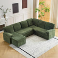 VINGLI Convertible Sofa Bed Couches for Living Room, Sleeper Sofa with Pull Out Couch Bed, Cloud-Like Plush Fleece U-Shape Sectional Couch with Storage Chaise, USB Charging, Side Pockets