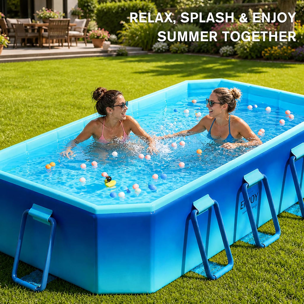 Large Foldable Pool, Non Inflatable Swimming Pool, Foldable Pool for Adults and Kids, Thickened Portable Collapsible Pool for Backyard and Outdoor Use, 116' x 65' x 19'