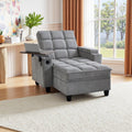 oaaktu Single Modern Comfy Upholstered Chaise Lounge Sofa Chair with Rotating Side Table,Storage,Pillow,USB Charging Ports and Adjustable Backrest Perfect for Living Room, Small Spaces (Light Gray)