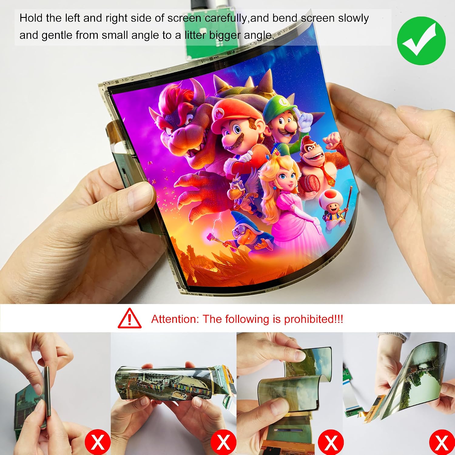 wisecoco 7.8 inch Flexible Display Curved Bendable Screen FHD 1440 * 1920 AMOLED Display with HDMI Driver Board OLED Monitor Without Enclosure Kit for DIY Prototype Demo