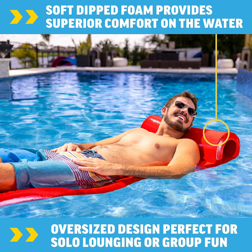 Wow Sports Dipped Foam Floating Mat - Red - 6 ft - for Lakes & Pools - Versatile Adult Pool Float & Camping Pad