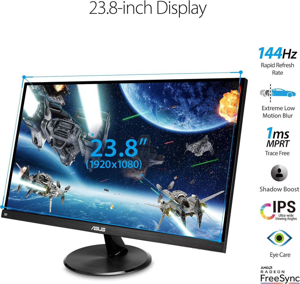 ASUS VP249QGR 23.8' Gaming Monitor 144Hz Full HD (1920 x 1080) IPS 1ms FreeSync ELMB Eye Care DisplayPort HDMI VGA