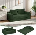 COMAX Convertible Sofa Bed Queen, Corduroy Folding Floor Couch Pull Out Couch Bed Futon Sleeper with Pillows, Fold Out Boneless Sofa Comfy Lounge Mattress Loveseat for Living Room Bedroom, Green