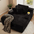ovios 67'' Chaise Lounge Chair Indoor, Oversized Upholstered Boneless Sofa Bed, Deep Seat Sleeper Couch, Plush Cloud Sofas Couches for Living Room, No Assembly Required (Faux Fur, Black)