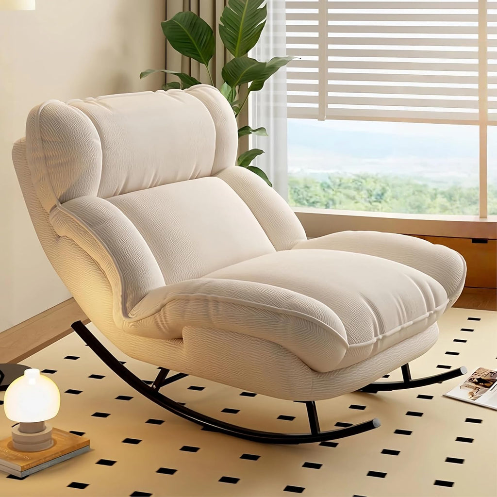 Sofa Rocking Chair Metal Frame with Adjustable Backrest Comfortable Decorative Chair Modern Ergonomic Sofa for Living Room Bedroom