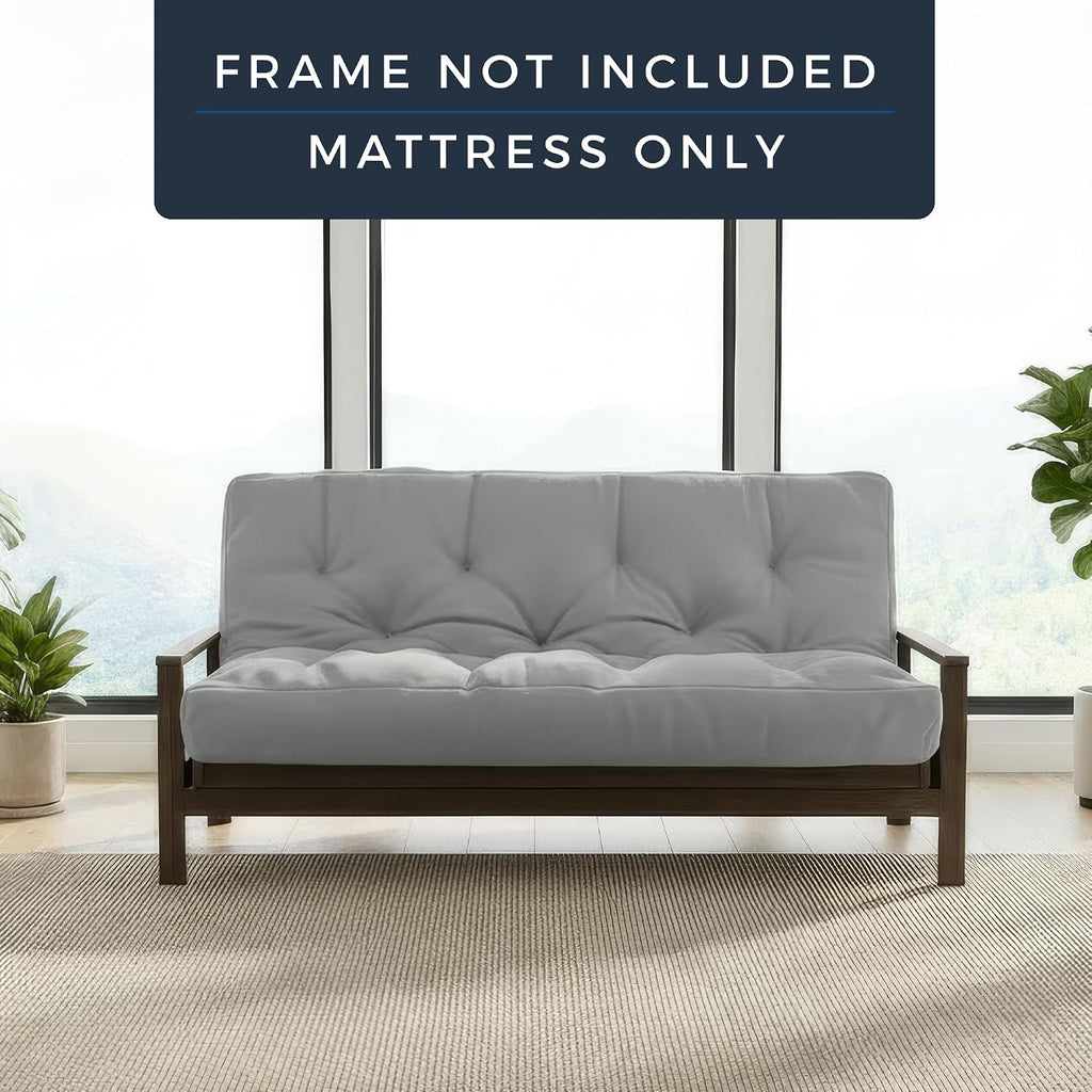 Loosh Home | 6' Queen Size Futon Sofa Bed Memory Foam Mattress - USA Made, Beige, Frame Not Included