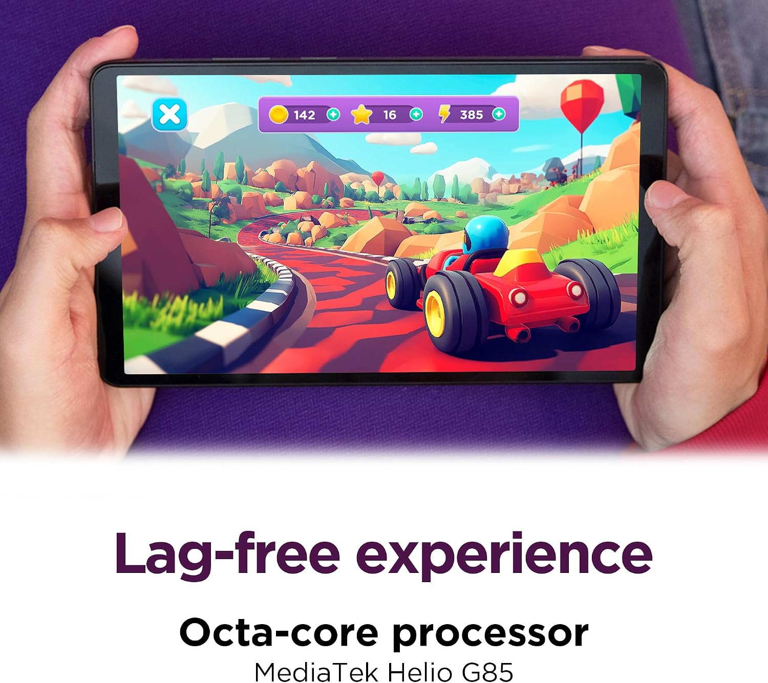 Lenovo Tab One - Lightweight Tablet - up to 12.5 Hours of YouTube Streaming - 8.7' HD Display - 4 GB Memory - 64 GB Storage - MediaTek Helio G85 - Includes Folio Case