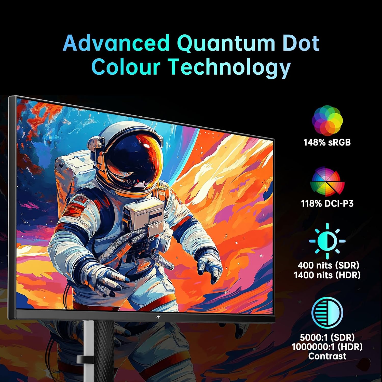 KTC Mini LED Monitor 27 Inch | Gaming Monitor | 2K@180Hz QHD (2560x1440P) | VESA Display HDR1400 | 1ms | FreeSync/G-Sync | 148% sRGB HDMIx2, DPx1 Vertical and Wall Mounting Support White(Renewed)