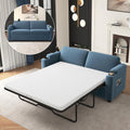 Merax Modern Corduroy Sleeper Sofa Bed with Full Size Mattress, Futon Couches with USB Ports | Phone & Cup Holders| Side Pockets,Pull Out Couch for Living Room, Small Loveseat, Navy Blue