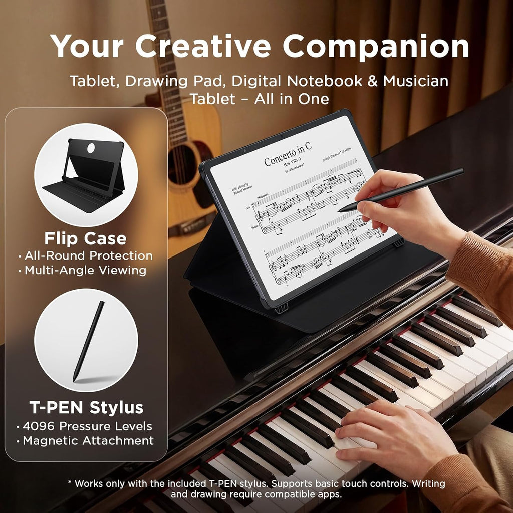TCL NXTPAPER 14 Android Tablet, 14.3' Paper-Like Display Drawing Pad, Digital Notebook & Musician Tablet with 4096-Level Stylus & Flip Case, 8+8GB RAM, 256GB Storage, 10000mAh, Multi-Window, Gray