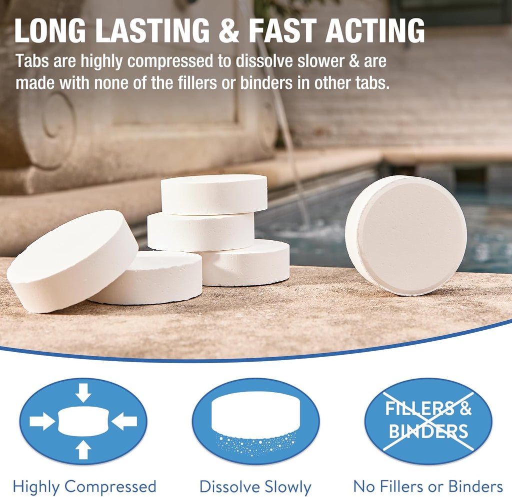 Doheny's 3-Inch Stabilized Chlorine Tablets for Sanitizing Swimming Pools | 99% Pure Tri-Chlor, 90% Available Chlorine | Long-Lasting, UV-Protected, Slow-Dissolving | Individually Wrapped 50lb Bucket