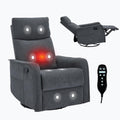 Massage Chair Recliner with Heat, 360° Swivel Glider Rocker with Reclining Backrest and Footrest, Manual Lazy Boy Recliners for Adults, Modern Nursery Rocking Chairs (Dark Grey)