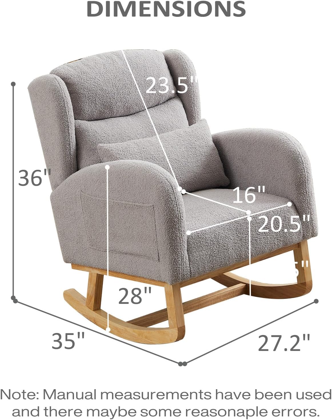 MYFUNSHOP Nursery Rocking Chair Glider – Classic Rocker with Comfortable Cushioning & Smooth Motion for Bedroom