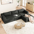 Chenille Modular Floor Sofa Bed, L Shaped Convertible Sleeper Couch with Memory Foam Cushions, Low Profile Sectional Sofa for Living Room, Apartment, Guest Room,Dark Grey