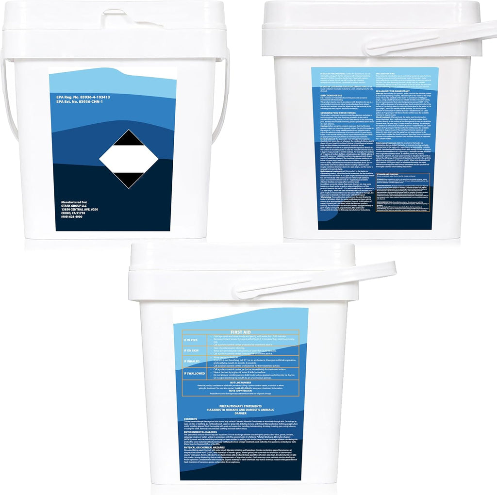 Xtremeclear 3' Chlorine Tablets Bucket, 3-inch Individually Wrapped, 25 lbs Chlorinating Tabs for Swimming Pools, Hot Tubs, Spa Slow Dissolving 25 Pound Bucket