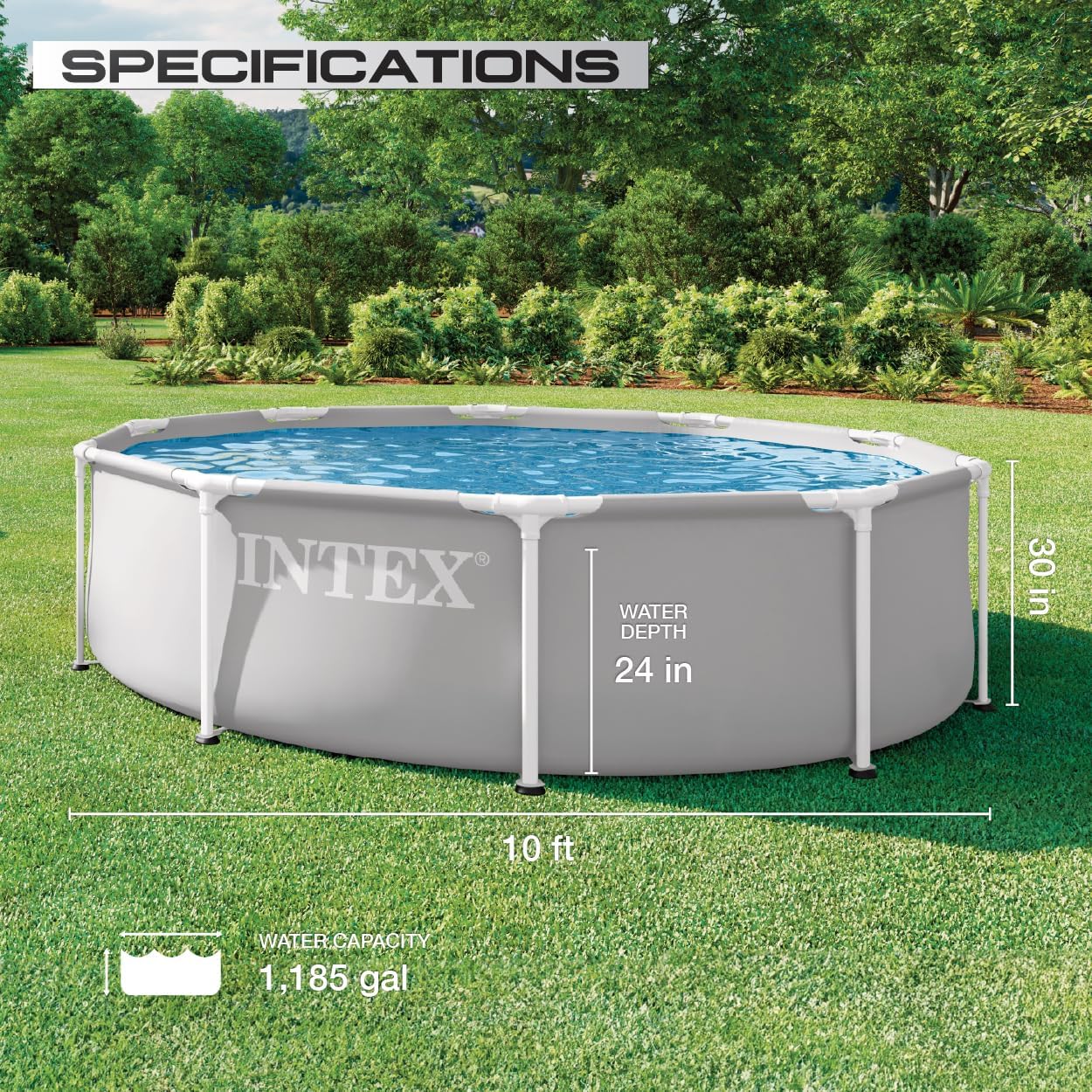 INTEX 26701EP 10Ft X 30In Prism Frame Premium Above Ground Swimming Pool Set with Filter Pump
