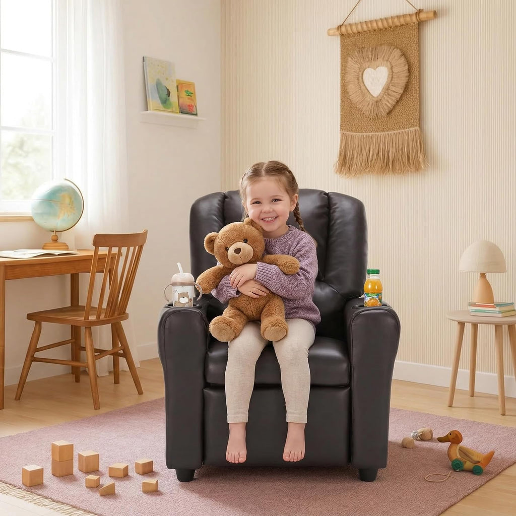 Candy Kids Reclining Chair Leather Recliner Sofa Push Back Toddler Youth Children Child Ages 1-6