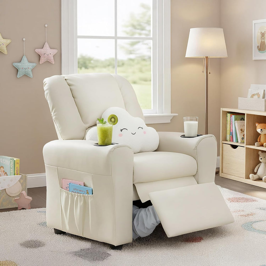 Candy Kids Reclining Chair Leather Recliner Sofa Push Back Toddler Youth Children Child Ages 1-6