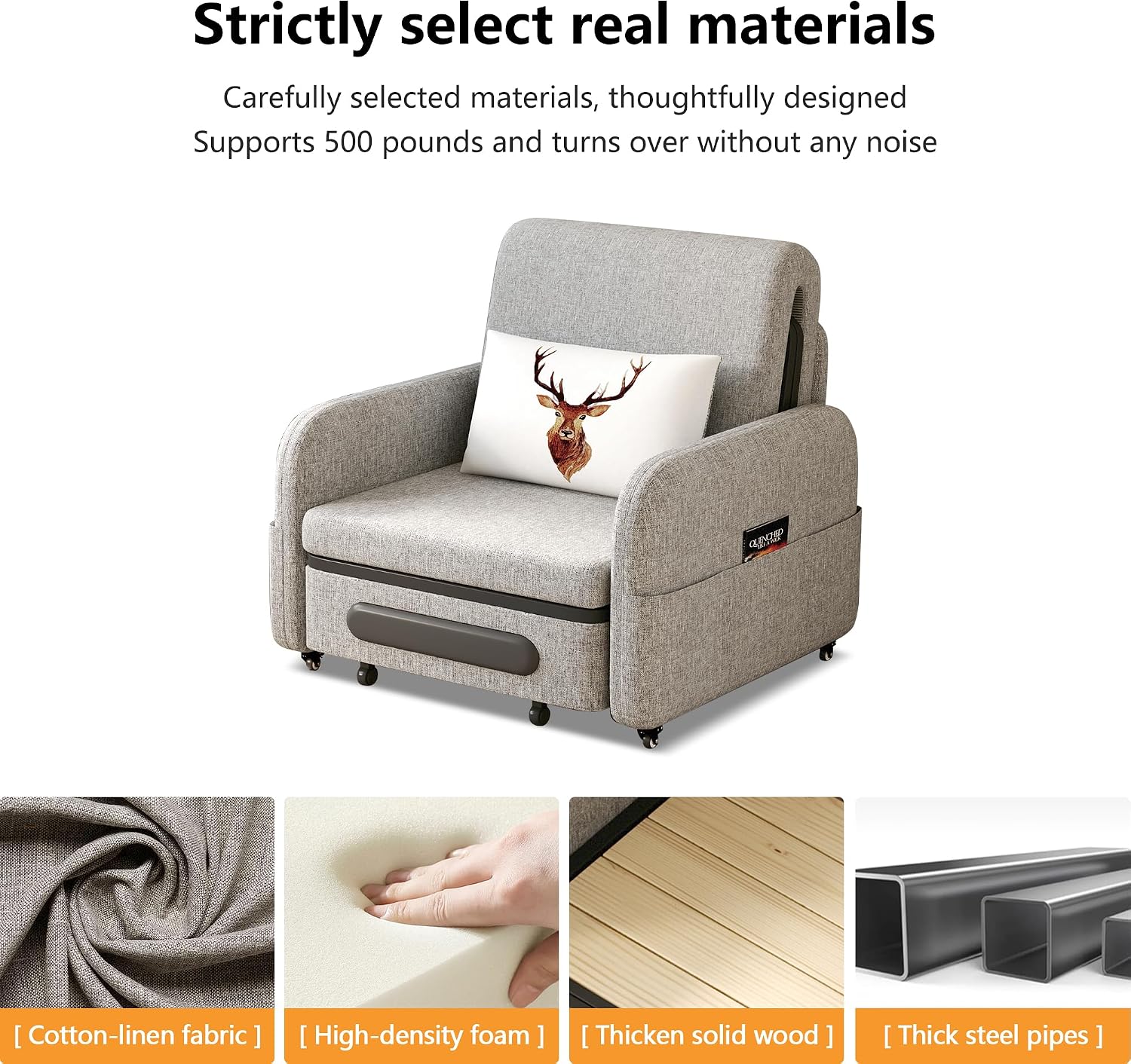 34.6' Small Pull-Out Sofa Bed, Modern Versatile Futon Sleeper Couch, Daybed with Trundle Space-Saving for Living Room, RV, Studio or Guest Room, Gray & White