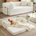 AUGOP Boneless Couch Folding Couches for Living Room Sofa, Futon Sofa Bed with Sleeper Sofa, Futon Couch with Fixed-Shape Oversized Corduroy Upholstered (White, 81 Inches)