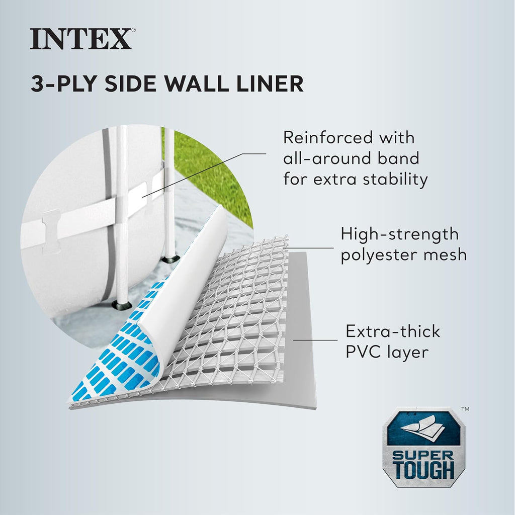 INTEX 26710EH Prism Frame Premium Above Ground Swimming Pool: 12ft x 30in – SuperTough Puncture Resistant – Rust Resistant – Easy Assemble – 1718 Gallon Capacity – Pool Only