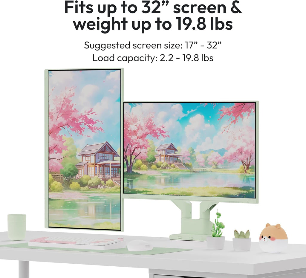Pixio Two PX279 Wave Mint Green 27 inch 240Hz Refresh Rate FHD 1080p Resolution Fast IPS Panel 1ms GTG Resonse Time Gaming Monitor and PS1D Wave Mint Green Dual Monitor Arm