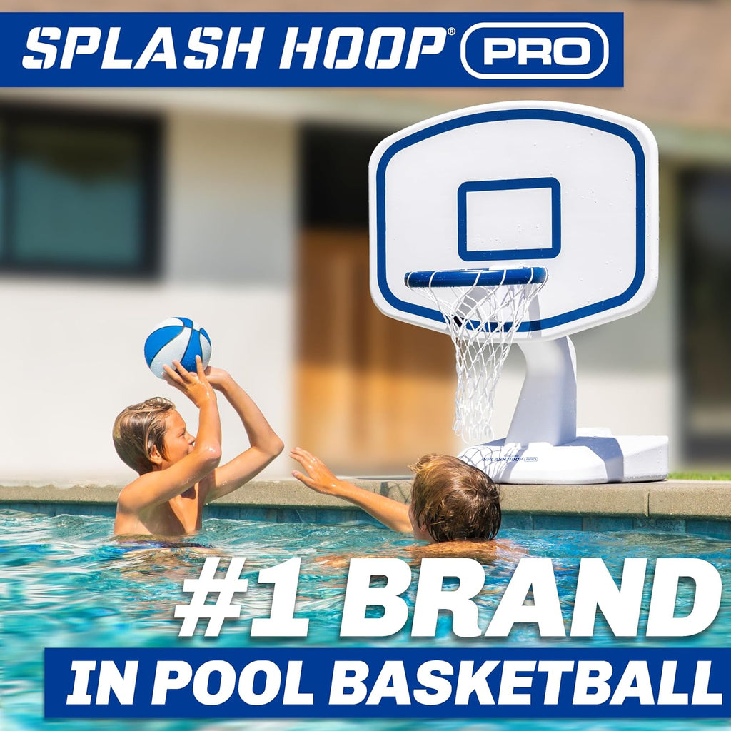 GoSports Splash Hoop PRO - Choose Your Color - Swimming Pool Basketball Game, Includes Poolside Water Basketball Hoop, 2 Balls and Pump