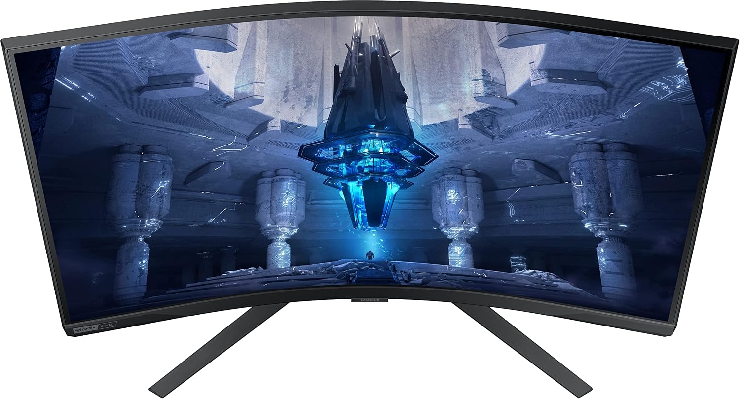 Samsung 32' Odyssey Neo G7 4K UHD 165Hz 1ms G-Sync 1000R Curved Gaming Monitor, Quantum HDR2000, AMD FreeSync Premium Pro, Ultrawide Game View, DisplayPort, HDMI, Height Adjustable Stand, Black