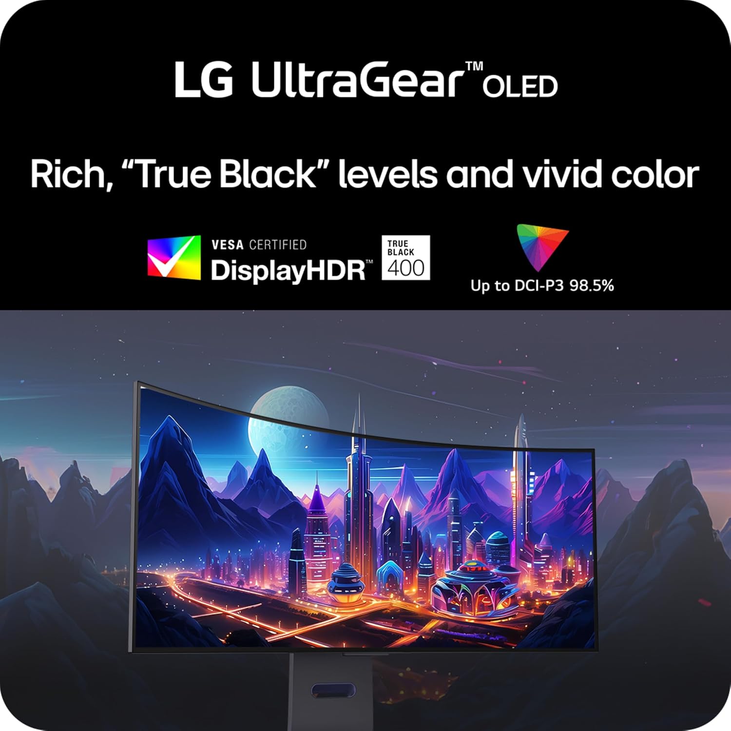 LG 34GS95QE 34-inch Ultragear OLED Curved Gaming Monitor WQHD 800R 240Hz 0.03ms DisplayHDR True Black 400 AMD FreeSync Premium Pro NVIDIA G-Sync HDMI 2.1 DisplayPort Tilt/Height/Swivel Stand Black