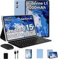 Android 15 Tablet 30GB+128GB+1TB Expand, 2026 10.1 Inch Octa-Core 8000mAh Electronics Tablets with Keyboard Mouse, Gemini AI, 5G WiFi, 1280x800 IPS Touchscreen, GPS, BT5.0, Widevine L1 -Metal Blue