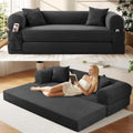 Convertible Futon Sofa Bed,80' Folding Pull Out Couch Bed with Pillows & Storage,Queen Sleeper Sofa Bed,Compressed Couch in a Box,Corduroy Boneless Couches for Living Room,Deep Gray