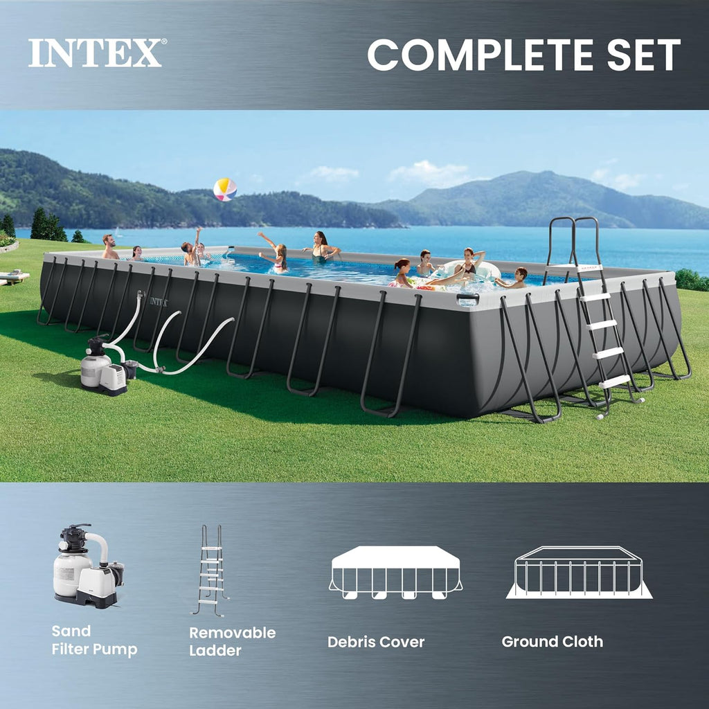 INTEX 26373EH Ultra XTR 32ft x 16ft x 52in Above Ground Swimming Pool Set with Sand Filter Pump and Deluxe Maintenance Cleaning Kit