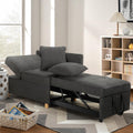 SEJOV Sofa Bed 4-in-1 Convertible Sofas & Couches, 3-Seat Linen Fabric loveseat Sofa with 2 Throw Pillow, Single Recliner for Small Space with 5 Adjustable Backrest, Black