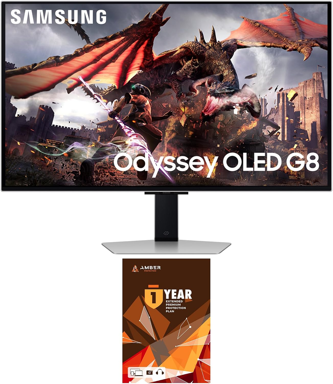 Samsung 32DG8 32 Inch Odyssey G80SD 4k UHD Smart Gaming Monitor with 1 Year Amber Protection Extension (2024)