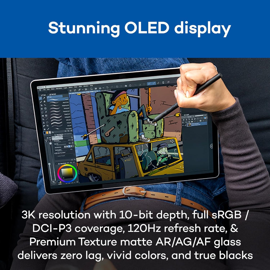 Wacom MovinkPad Pro 14, Android Mobile Drawing Tablet, 14' OLED No Computer Needed, Battery-Free Slim Pro Pen 3, 12GB RAM/256GB Storage, Anti-Glare Matte Screen, All-In-One Portable Digital Art Tablet