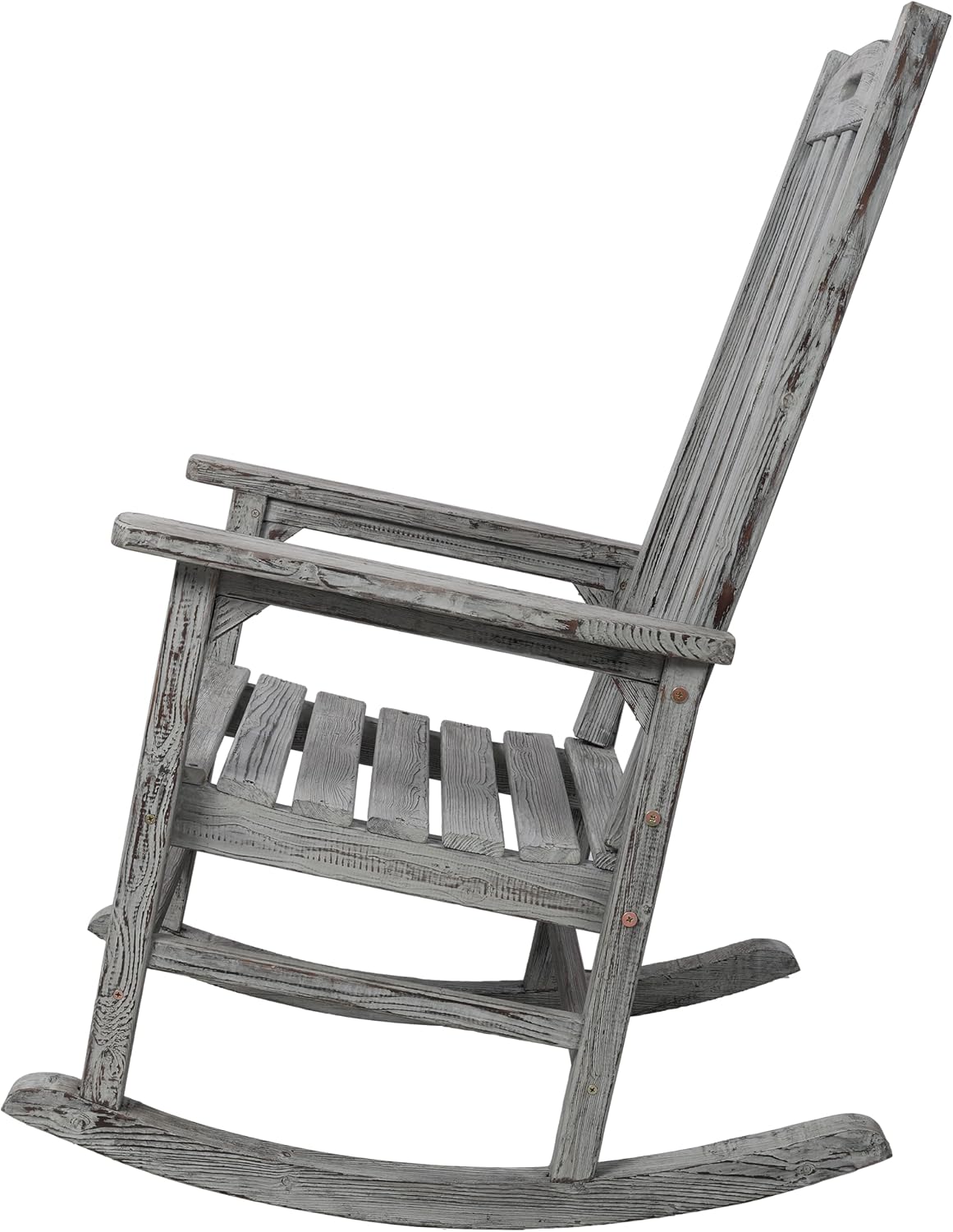 Oversized Wooden Rocking Chair for Porch & Patio 330lbs Capacity Wood Rocker with Wide Seat High Backrest & Armrests Outdoor Indoor Chair for Garden, Balcony, Living Room, Grey