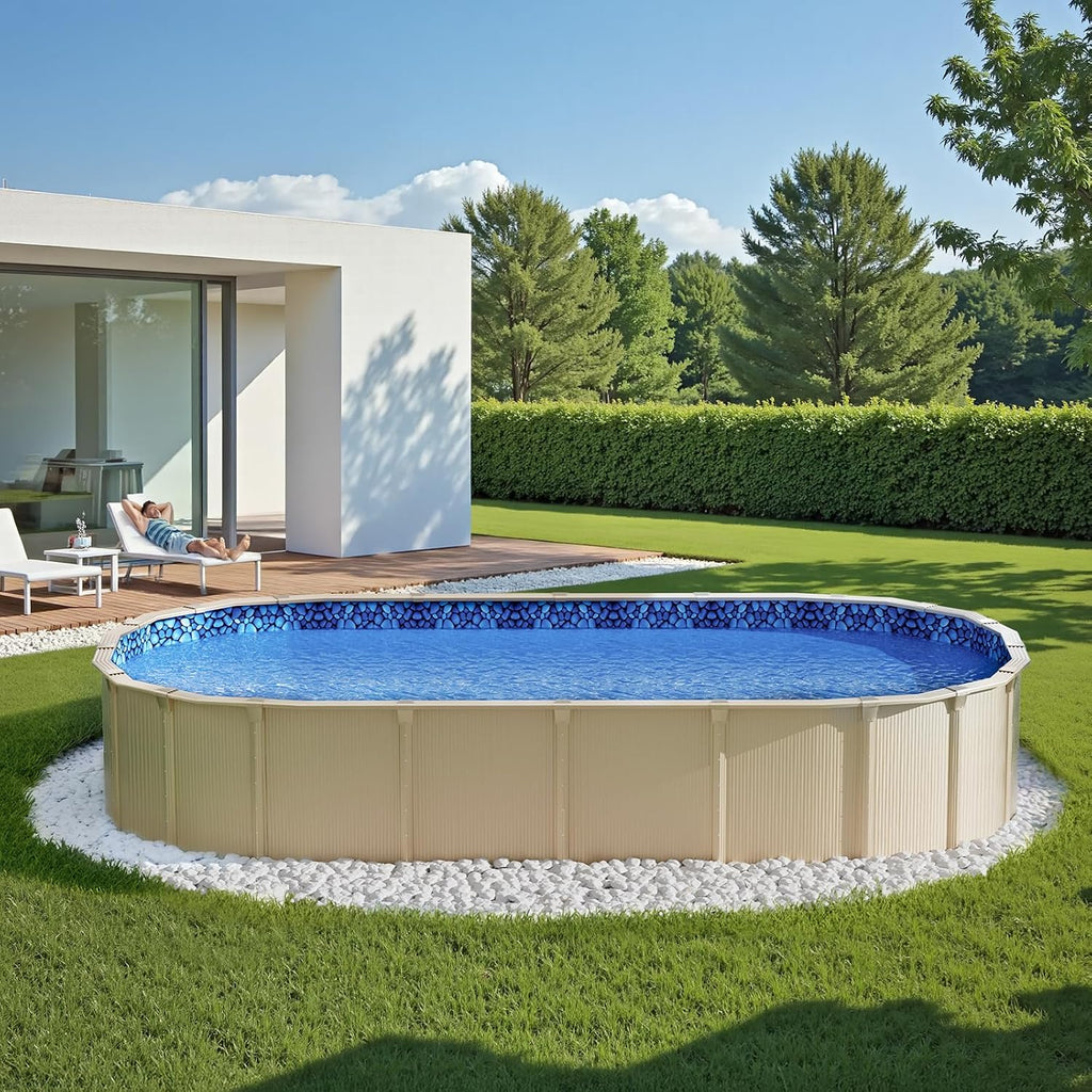 VEVOR 12 x 24 ft Oval Pool Liner, Overlap Style Above Ground Pool Liners, 48-to-54inch Wall Height, Durable Pool Liner, Standard Gauge Vinyl, for Steel Sided Above-Ground Swimming Pools