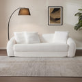 SICOTAS 90.6' Curved Convertible Sofa Couch Bed for Living Room Futon Cloud Boneless Sleeper Sofa Pull Out Floor Couch with Deep Seat Modern 3 Seater Foam Bed No Assembly for Bedroom Apartment, White