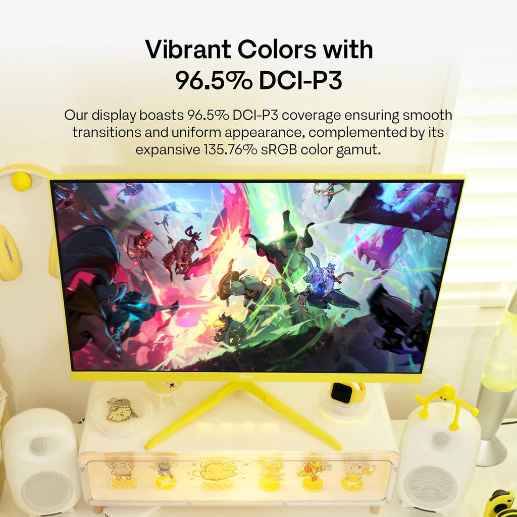 Pixio PX278 Wave Yellow 27 inch 180Hz Refresh Rate Quad HD 1440p Resolution Fast IPS Panel 1ms GTG Response Time Built-in Speakers Gaming Monitor with AMD FreeSync
