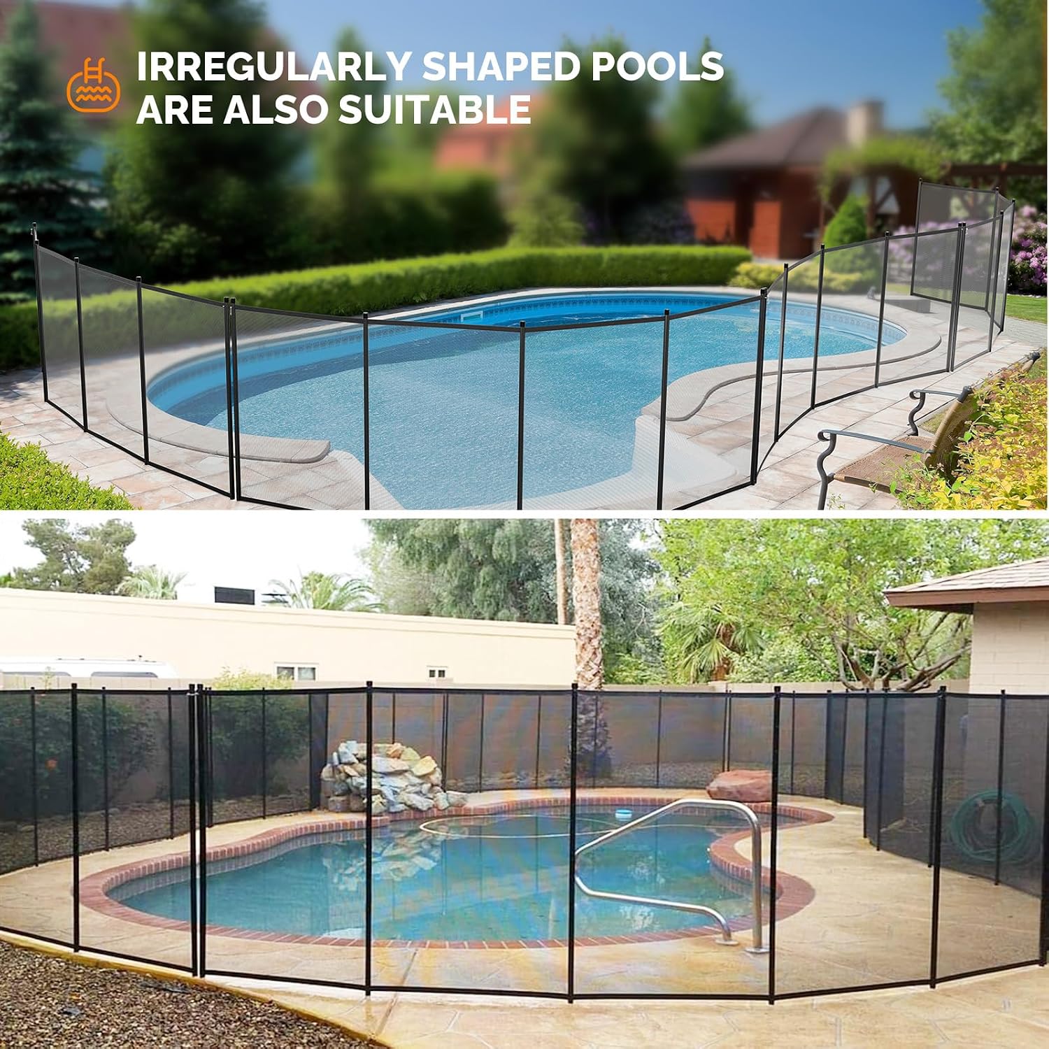 VINGLI Swimming Pool Fence for Ground and Above Pool Safety Fencing, Black (4×72FT)