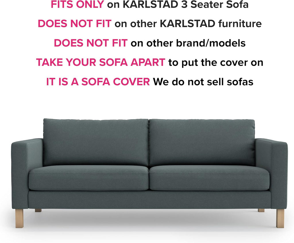 MASTERS OF COVERS SLIPCOVER ONLY! Karlstad Replacment Slipcover Snug Fit Karlstad 3 Seat (Not 2 Seat) Sofa Cover Slipcover for The IKEA Karlstad Three Seat -Dark Grey
