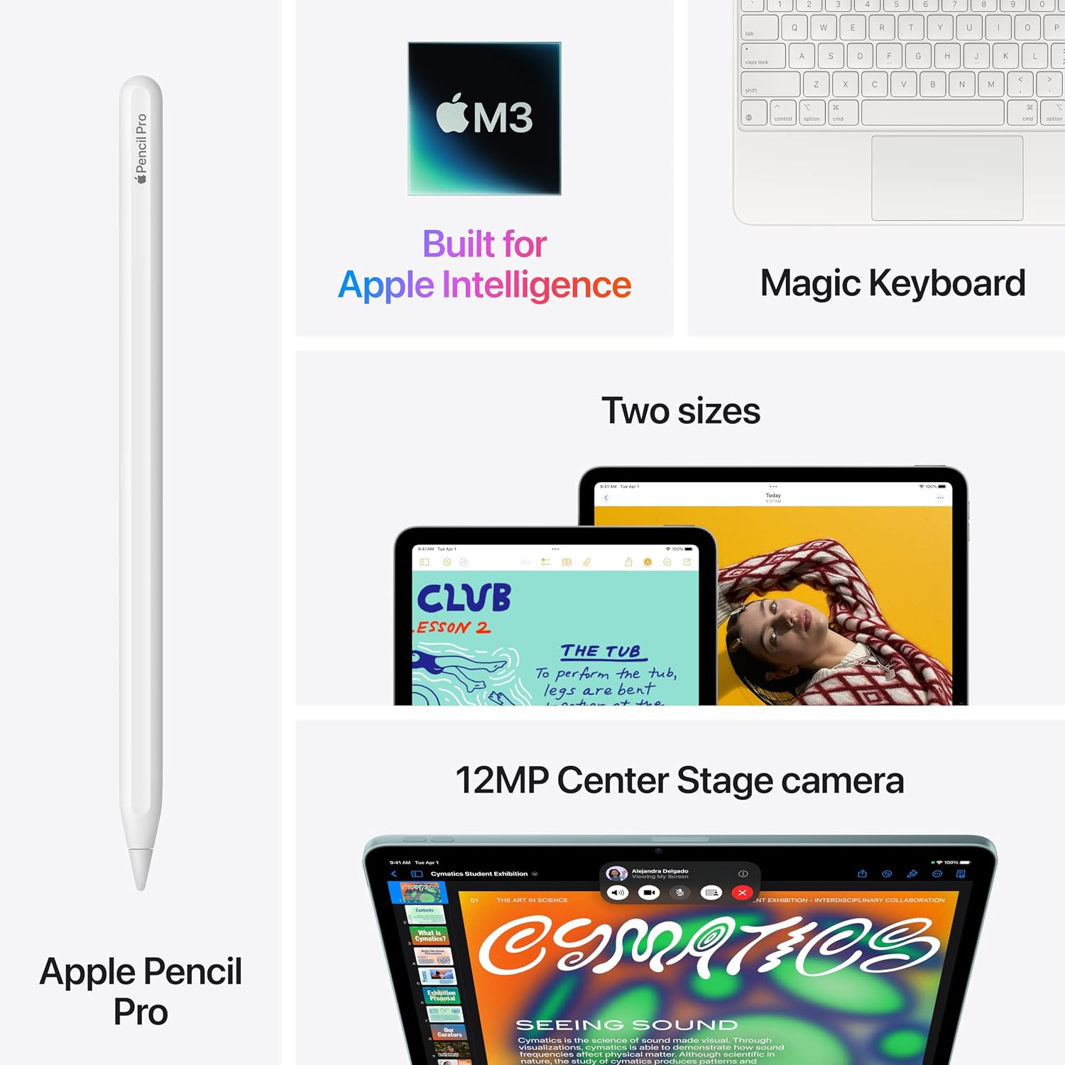 Apple iPad Air 11-inch with M3 chip Built for Apple Intelligence, Liquid Retina Display, 1TB, 12MP Front/Back Camera, Wi-Fi 6E + 5G Cellular, Touch ID, All-Day Battery Life — Starlight
