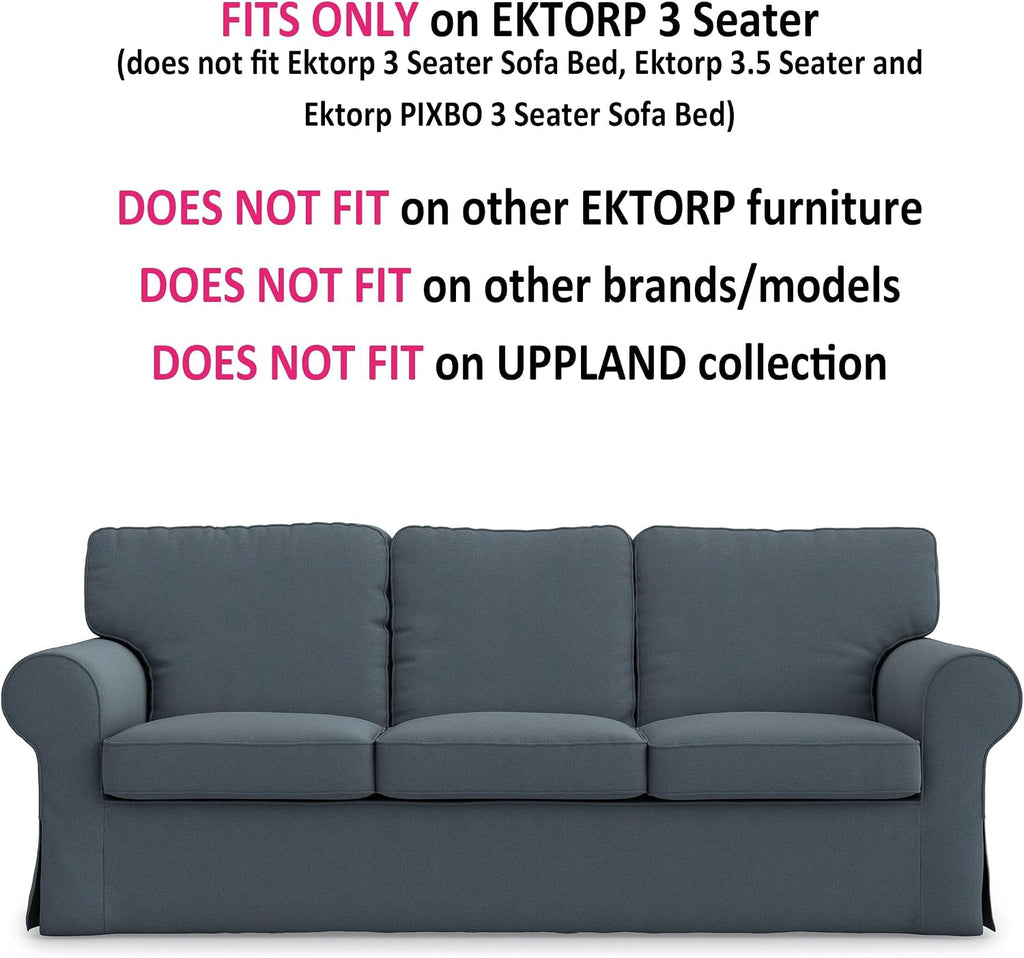 MASTERS OF COVERS Ektorp 3 Seat Sofa Cover Slipcover Replacement Made for The IKEA Ektorp 3 Seat Sofa Cover(Titanium Grey)-Does NOT fit Ektorp 3.5-seat Sofa