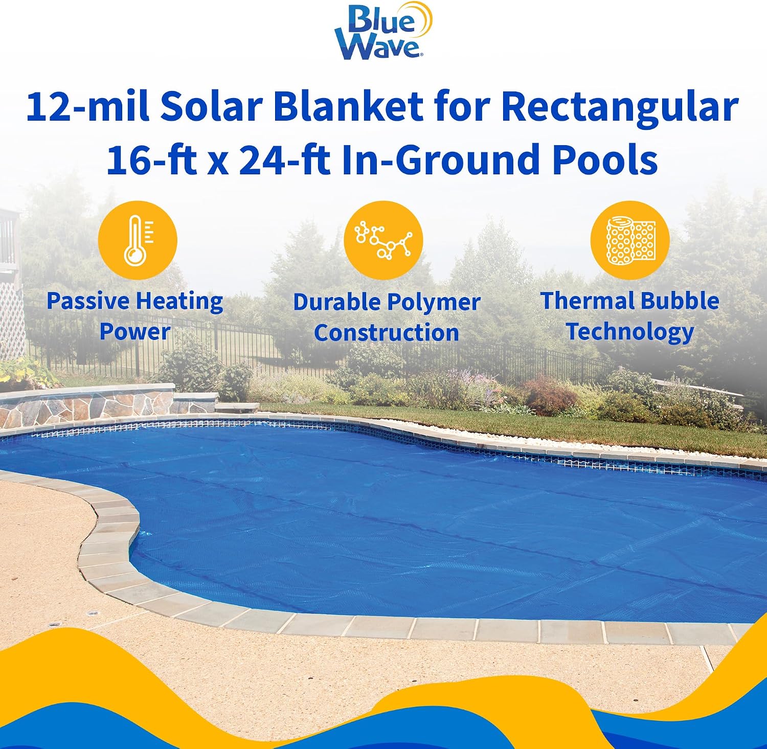 12-mil Solar Blanket Rectangular 16' x 24' In-Ground Pools – Blue Wave