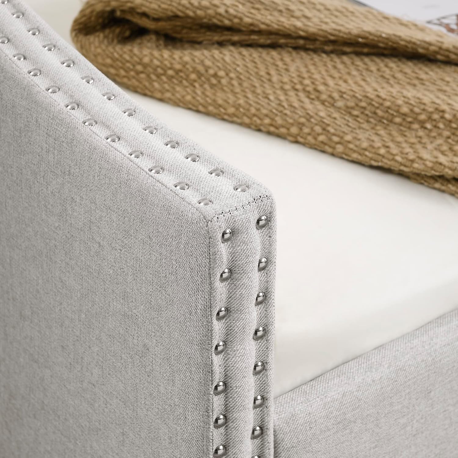 KEIKI Twin Size Upholstery Daybed with Trundle and Headboard, Mid-Century Style Tufted Sofa Bed with Button on Back, Easy Assembly, No Box Spring Required, for Living Room and Bedroom, Beige
