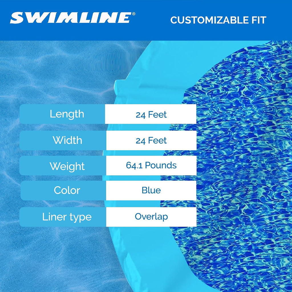 Swimline 24 Feet Round Overlap Above Ground Pool Liner Standard Gauge with Swirl Bottom Design and LamiClear Protection Against Fading, Blue